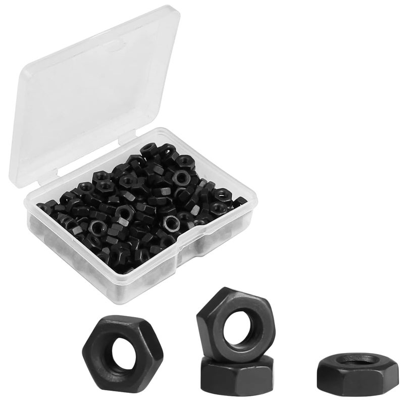 Yinpecly 200pcs M3-0.5 Hex Nut, Carbon Steel Grade 8.8, Black Oxide, M3x0.5mm Hex Drive, Metric Hexagon Hex Nut Black, Small Nuts Fasteners, Right Hand, M3 Replacement Nut - Image 1